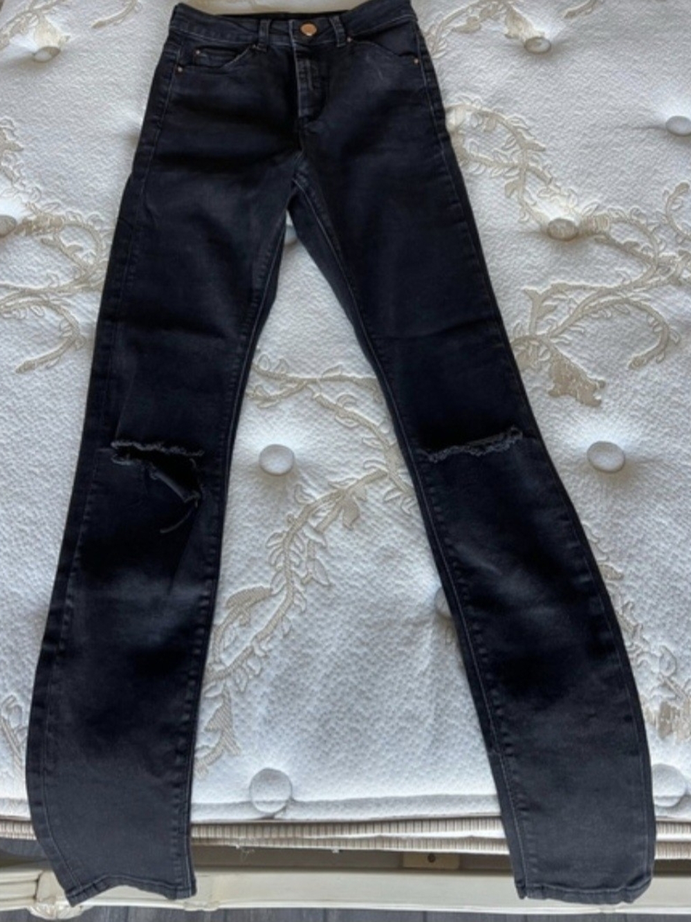 ASOS Black Ripped Knee Skinny Jeans